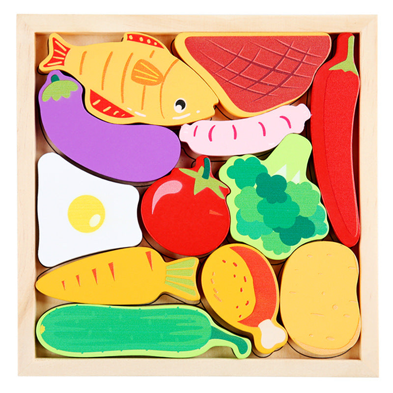Cross-Border Children's Wooden Three-Dimensional Hexagonal Puzzle Animal Transportation Puzzle Building Blocks Early Education Educational Toys
