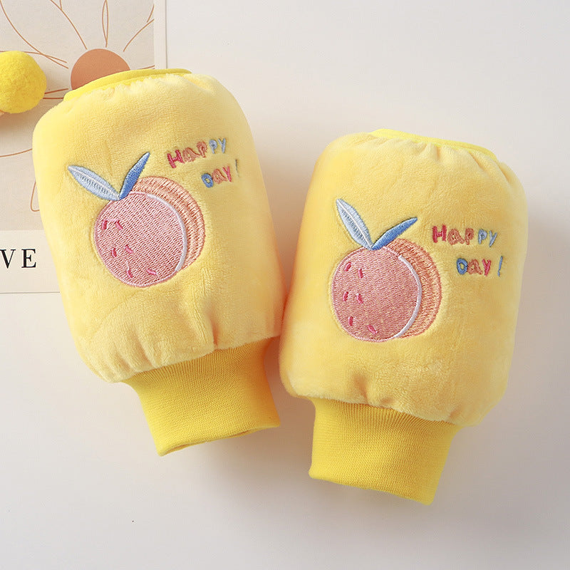 Children's Sleeve Lined Crystal Velvet Anti-Stain and Dirt-Resistant Autumn and Winter New Style Cute Three-Dimensional Embroidery for Boys and Girls