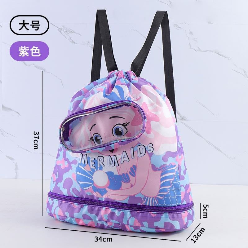 Children's Swimming Storage Bag Dry and Wet Separate Waterproof Wash Storage Bag Student Children's Cute Beach Backpack