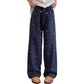 Maternity Pants with Floral Embroidery, Casual Linen Wide-Leg Pants, 2025 Summer New Loose Slimming Versatile Straight Maternity Pants