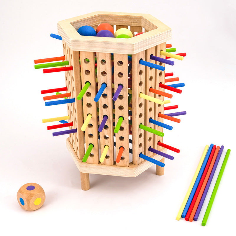 Early Education Children's Three-in-One Stick Game Baby Stick Color Classification Pitching Montessori Wooden Toys