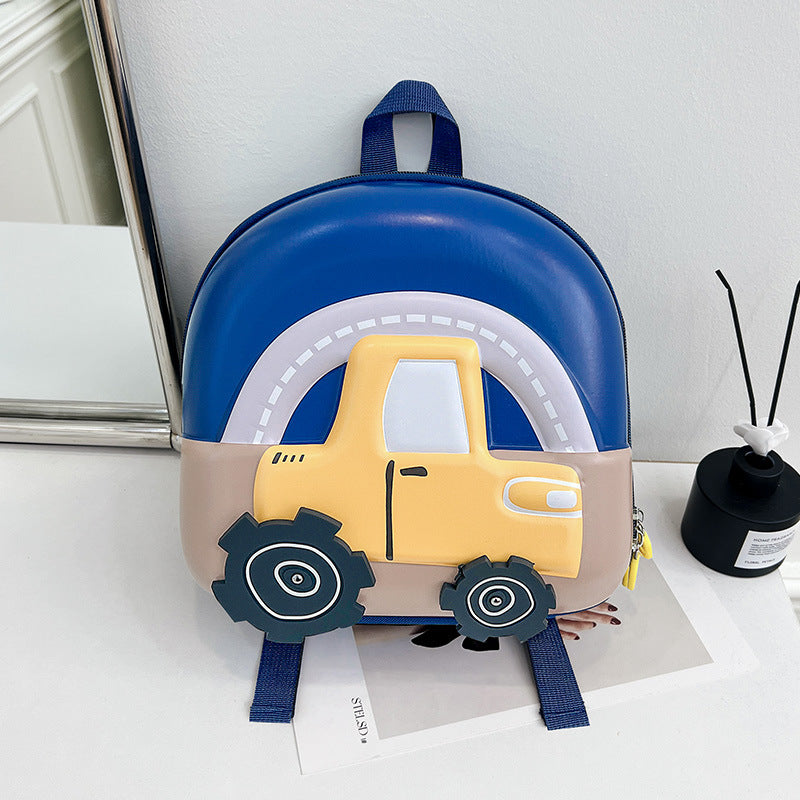 New Children's Schoolbag Kindergarten Schoolbag Primary School Student Schoolbag Cute Anime Car Boys and Girls Eggshell Backpack