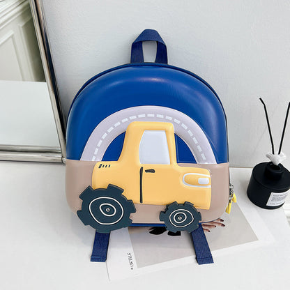 New Children's Schoolbag Kindergarten Schoolbag Primary School Student Schoolbag Cute Anime Car Boys and Girls Eggshell Backpack