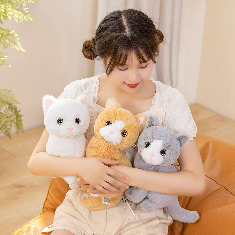 Cute Artificial Cat Doll Plush Toy Black Cat Doll White Cat Orange Cat Rag Doll Girl Birthday Gift for Kidsren