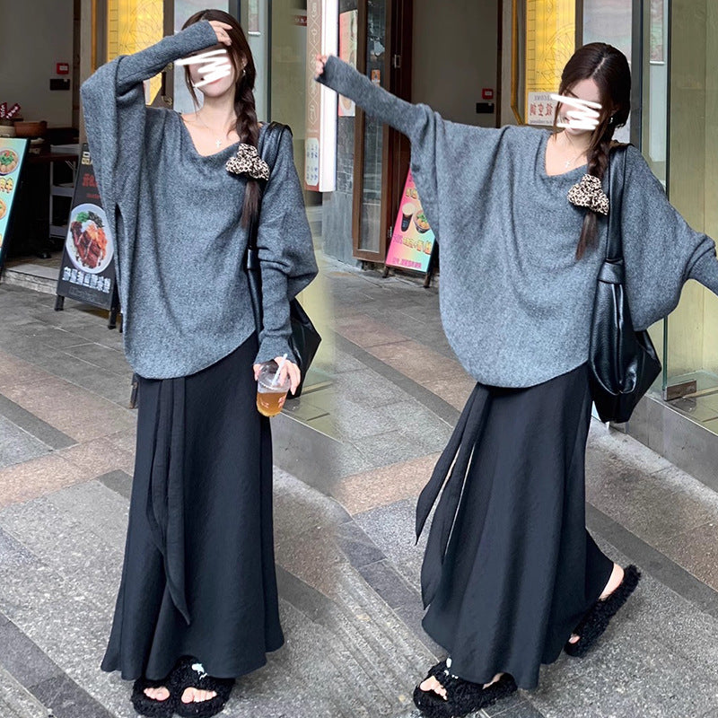 Maternity 2025 Spring New Korean Style Fashion Lace-up Fish Tail Belly-supporting Long Dress for Pregnant Women
