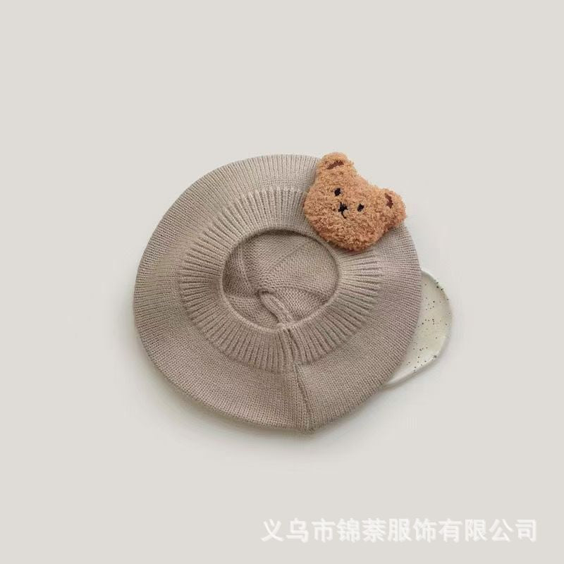 Spring and Autumn Korean Style Baby Boy and Girl Candy Color All-match Knitted Beret Children's Western Style Casual Wool Hat Paintler Hat