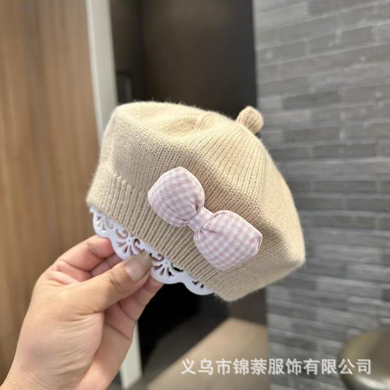 Spring and Autumn Korean Style Baby Boy and Girl Candy Color All-match Knitted Beret Children's Western Style Casual Wool Hat Paintler Hat