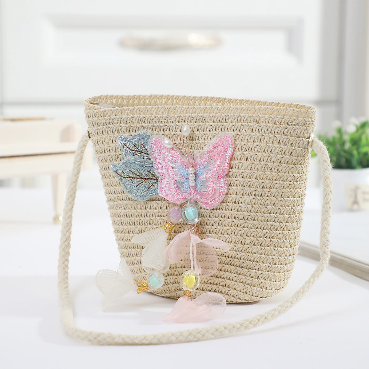 Cross-border New Children's Bag Spring and Summer New Children's Crossbody Bag Handmade Straw Satchel Travel Mini Coin Purse