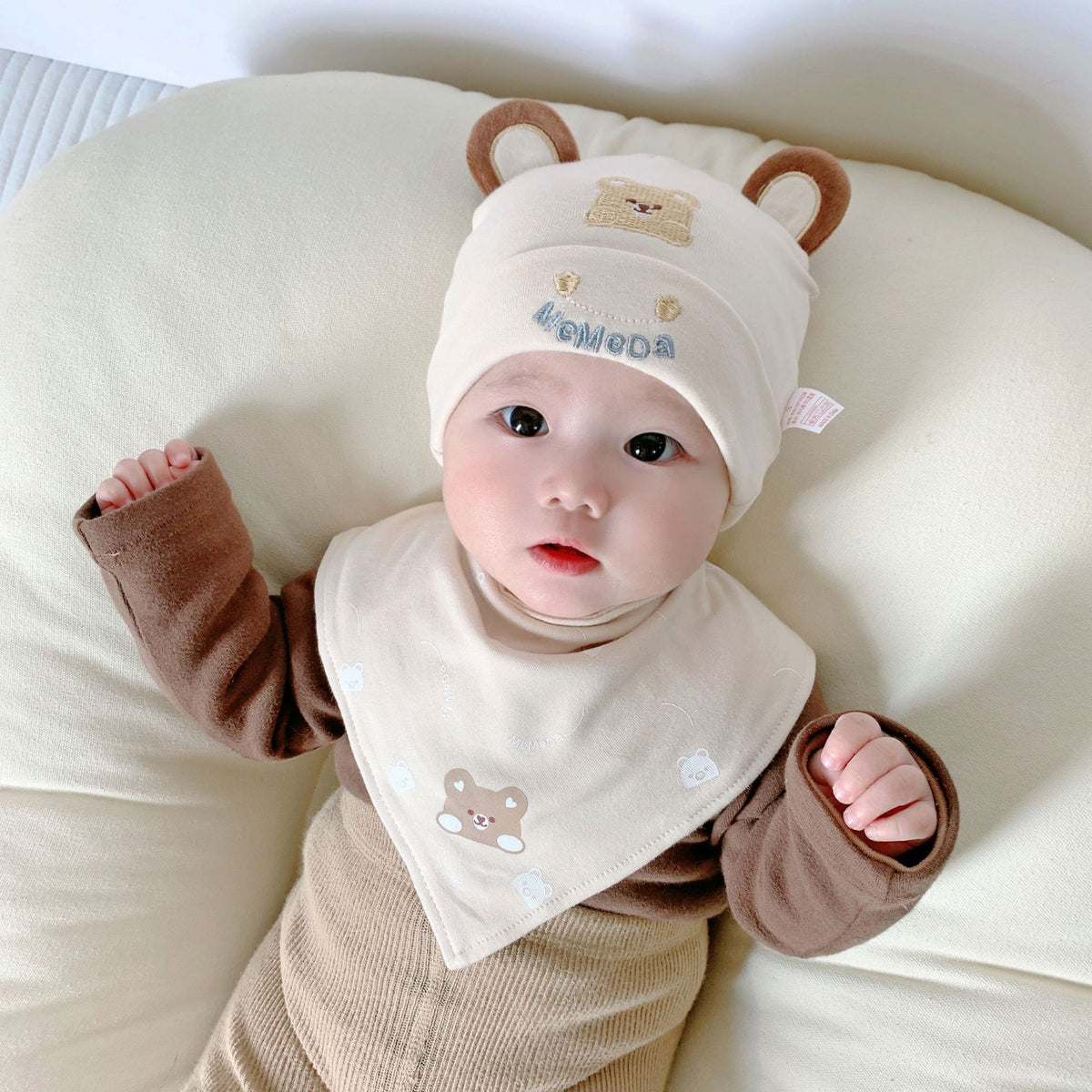 Katu Bear Infant Hat Spring & Fall 3-6-12 Months Male and Female Baby Pullover Hat Cotton 100-Day Sleeping Hat