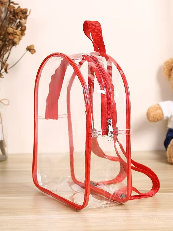 Pvc Transparent Waterproof Portable Backpack Children's Day Fashion Unisex Waterproof Primary School Bag