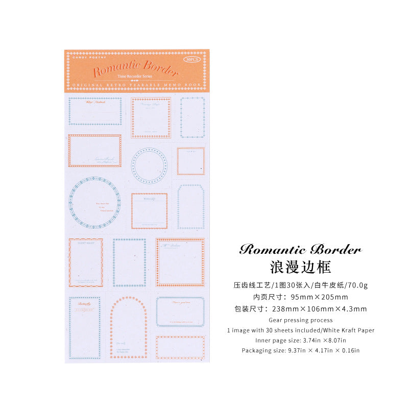 Sugar poem label note book time recorder original retro literature DIY material decoration base note paper