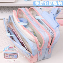 Large and Small Color Matching O00 Pencil Bag Transparent Large Capacity Stationery Bag Creative Multifunctional Stationery Bag Ins Japanese Style High Value