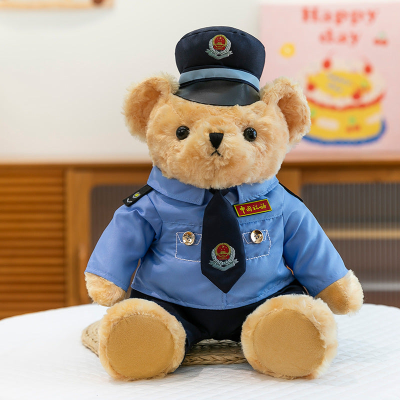 Police Bear Doll Traffic Police Bear Doll Uniform Fire Suit Teddy Bear Plush Toy Internet Red Bear Doll