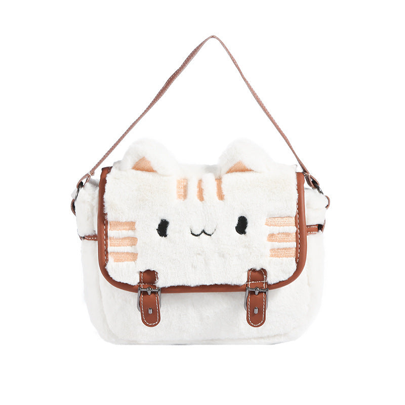 Cute Cat Plush Small Bag Shoulder Bag New Online Popular High Color Value Cartoon Plush Doll Handbag Women's Bag