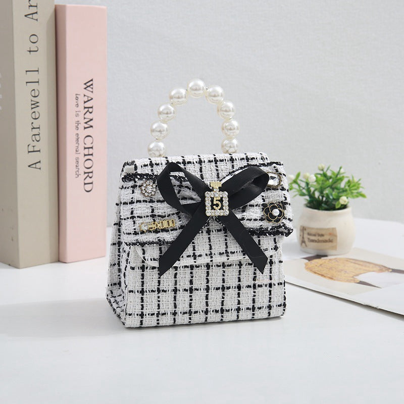Cross-border new cotton and linen pearl portable children's messenger bag kindergarten children DIY naked bag manufacturers wholesale