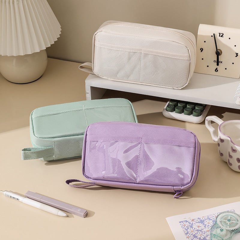 Simple Large-Capacity Pain Bag Pencil Case for Students, Multi-Functional, Stain-Resistant and High-Looking Stationery Box, School Supplies Storage Bag