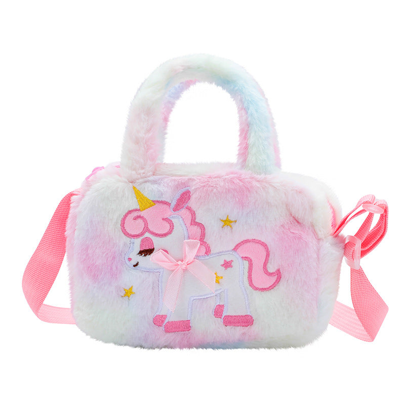 Back-To-School Unicorn Backpack, Children's Straw Bag, Plush Crossbody Bag, Toddler Handbag, Cute Crossbody Bag