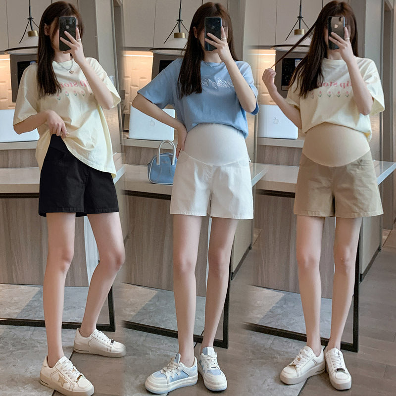 Pregnant women's washed Denim shorts summer loose belly support pants outer wear casual Denim all-match fashionable mom short pants