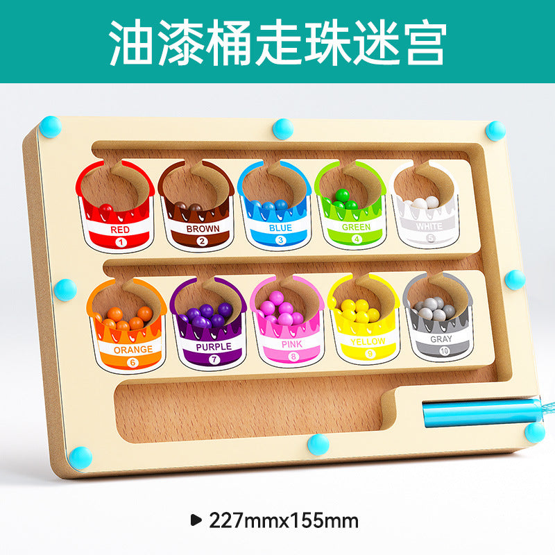 Cross-border children's magnetic maze walking ball toys early education 3 to 6 years old pen concentration wooden ball educational toys