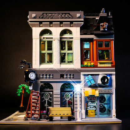 Compatible with LEGO Creative Street View Series Brick Bank 10251 Building Blocks LED Lighting DIY Lamp (not included)