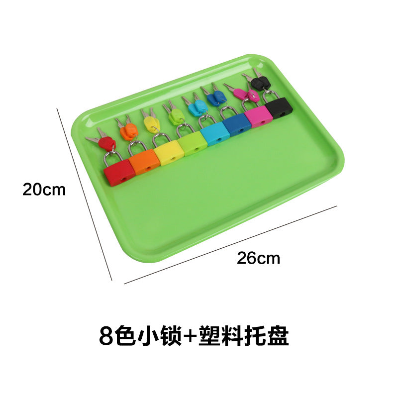 Montessori teaching aids colorful small lock learning unlocking game children's early education Montessori key lock sensory toys