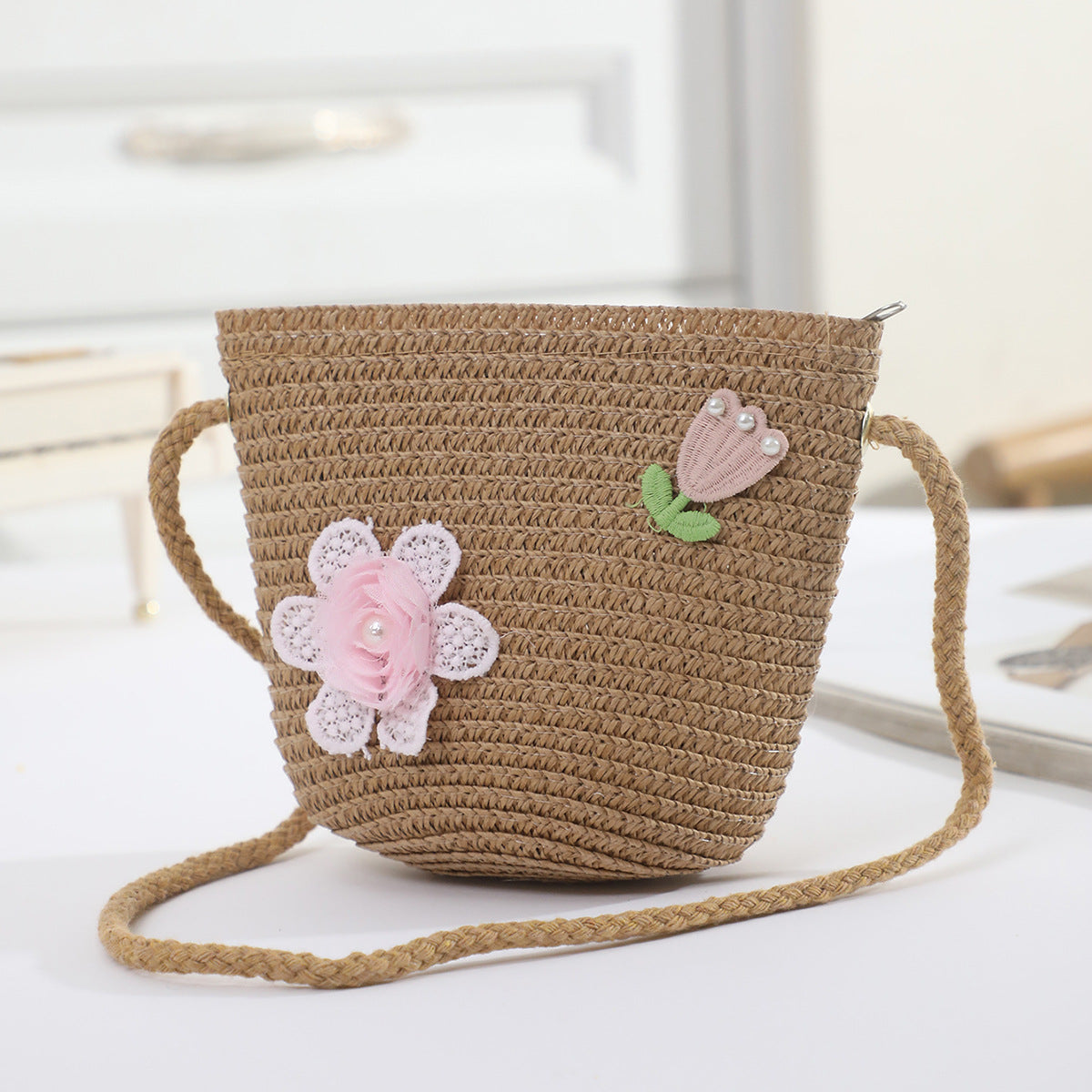 Cross-border New Children's Bag Spring and Summer New Children's Crossbody Bag Handmade Straw Satchel Travel Mini Coin Purse
