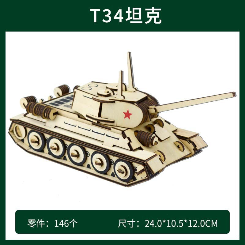 wooden three-dimensional assembled military model angel tank puzzle assembled boy wooden toy diy hut puzzle