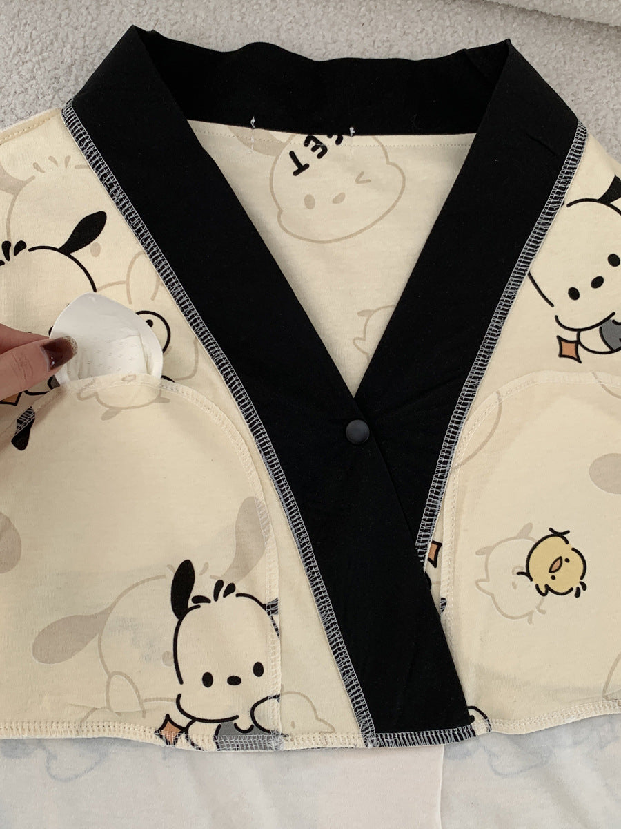 Chest Pad Moon Dress Spring and Autumn Cotton Postpartum Breastfeeding dress Summer Nightgown for Pregnant Women Nightgown During Pregnancy Feeding Nightgown