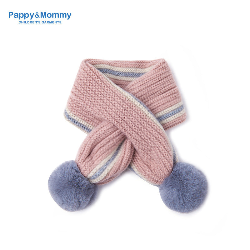 Babamama children's scarf winter thick warm jacquard love boy's scarf baby girl's thickened scarf scarf
