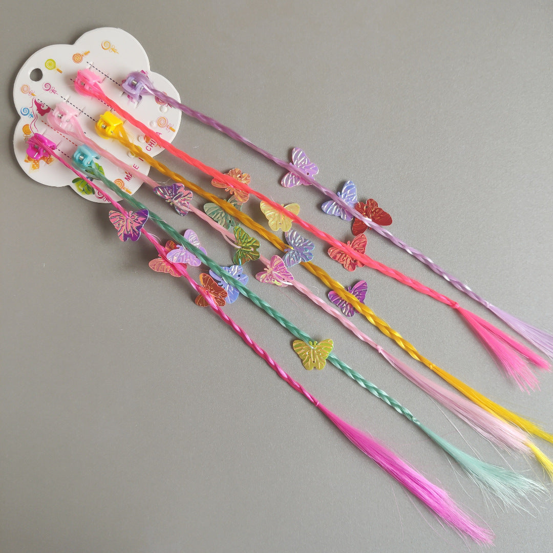 New Children's Colorful Clamp Small Braid Six-color Mixed Butterfly Love Five-pointed Star Wig Braid Performance Dirty Braids