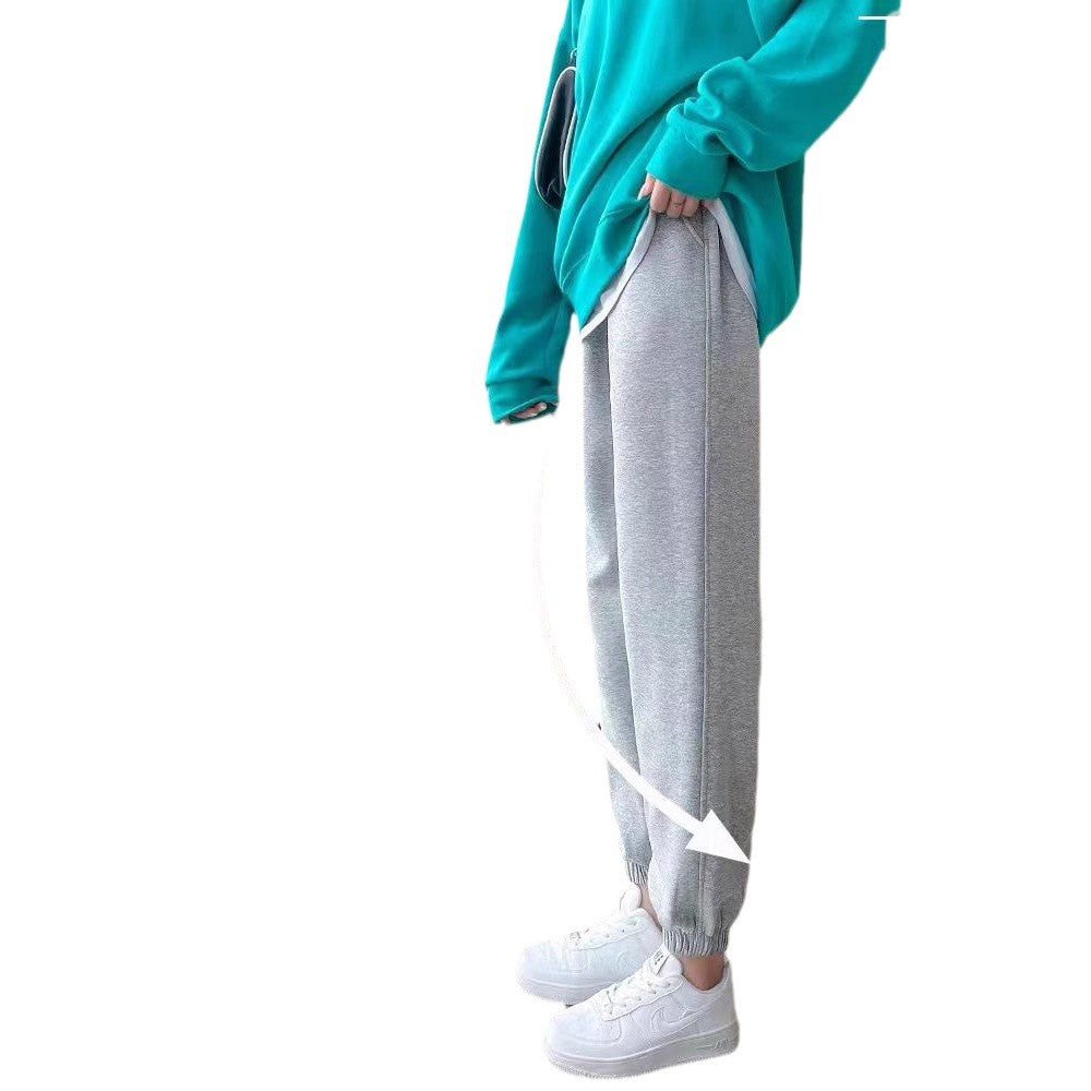 Pregnant Women's Pants Autumn and Winter Outer Wear Comfortable Leg-binding Pants fleece-lined Thickened Loose Sports Pants Autumn Pregnant Women's Wear