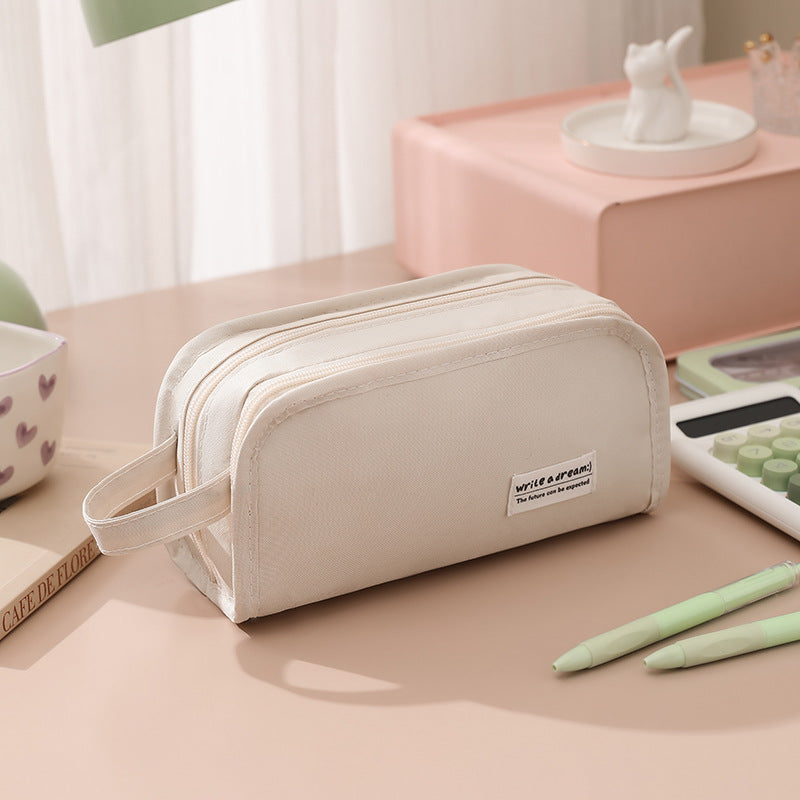 New Simple In-Style Large-Capacity Stationery Bag for Students, High-Looking Stationery Box, Multi-Functional Storage Pencil Case, Pencil Case