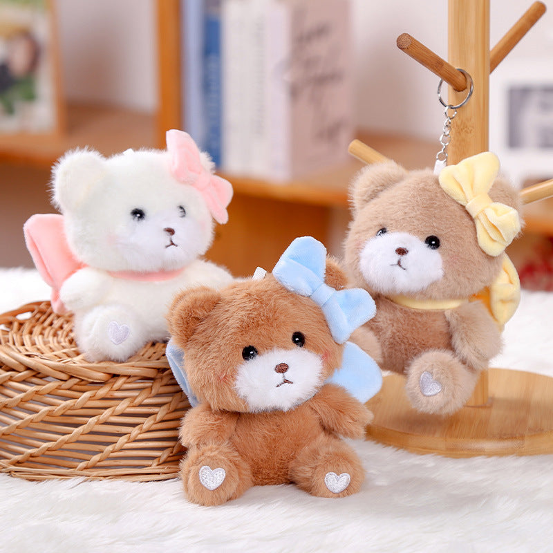 Bow Bear Doll Pendant Keychain Backpack Small Doll Jewelry Plush Toy Wholesale Girl Doll