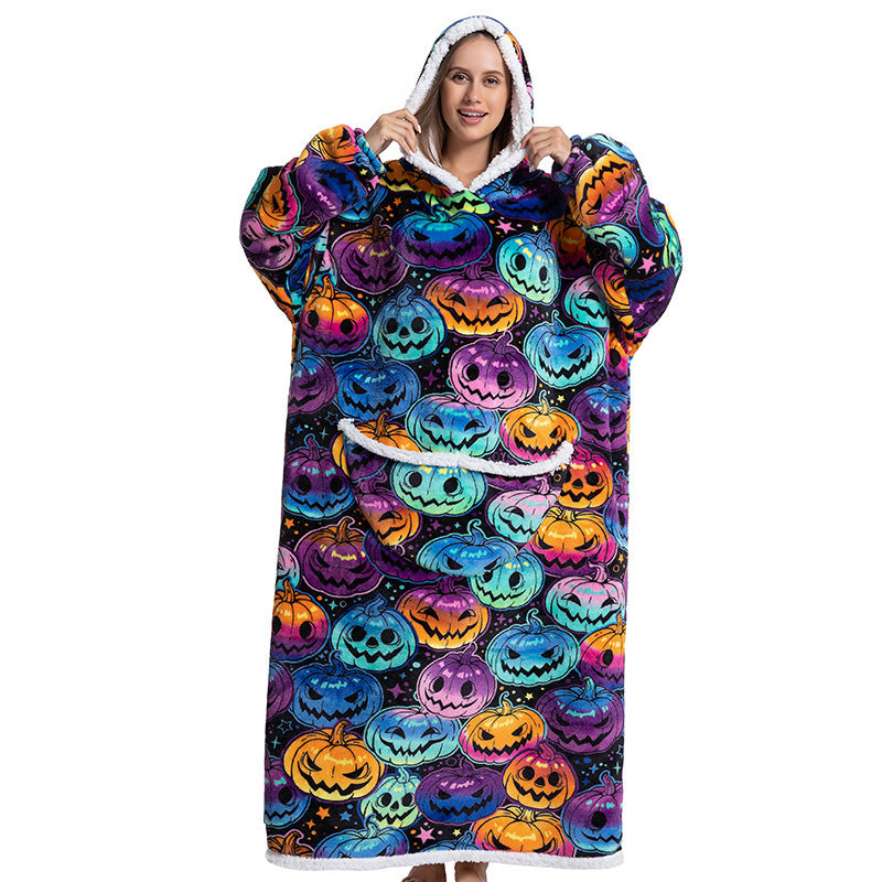 Composite Thermal Clothing Tv Blanket, Extra Long and Thick, Home Wear, Outdoor Mid-Length Pajamas, Flannel, Can Be Worn Outside, Couple Style