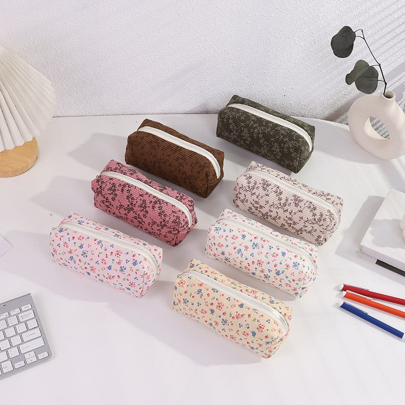 2025 New Small Floral Pencil Bag, Simple and High-Looking Student Stationery Bag, Large Capacity Pencil Bag, Makeup Storage Bag