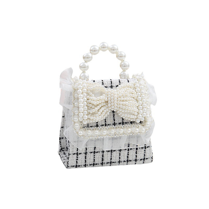 Cross-border new cotton and linen pearl portable children's messenger bag kindergarten children DIY naked bag manufacturers wholesale