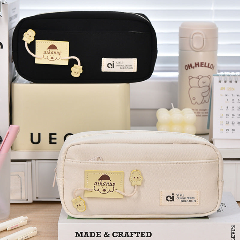 Internet Celebrous Explosions Zipper Dog Repair Pencil Bag Girls High Color Value Large Capacity Double Layer Storage Bag Puppy Pencil Bag Factory