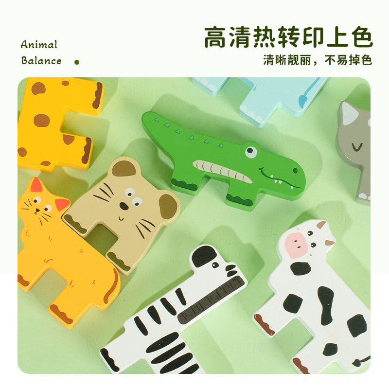 Wooden Children's Animal Balance Stacking Music Kindergarten Animal Pattern Cognitive Stacking Early Education Educational Solid Wood Toy