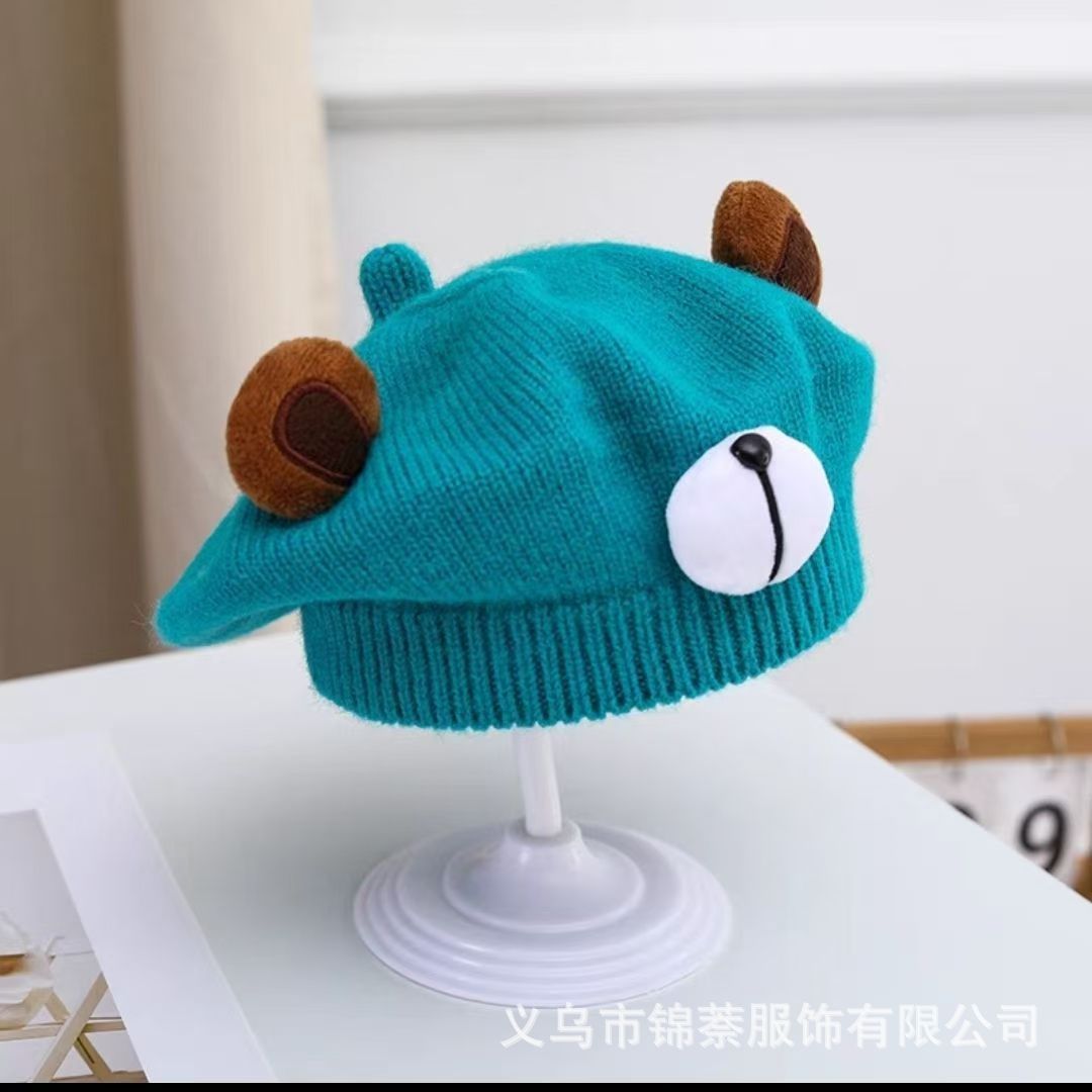 Spring and Autumn Korean Style Baby Boy and Girl Candy Color All-match Knitted Beret Children's Western Style Casual Wool Hat Paintler Hat