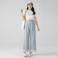 2025 Pregnant Women's Imitation Denim Tencel Lace Casual Dipper High-grade Nine-point Wide-leg Pants