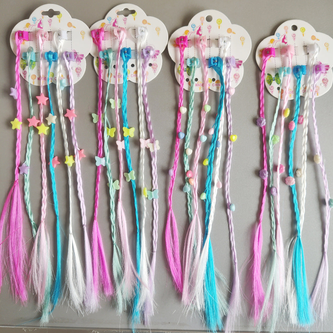 New Children's Colorful Clamp Small Braid Six-color Mixed Butterfly Love Five-pointed Star Wig Braid Performance Dirty Braids