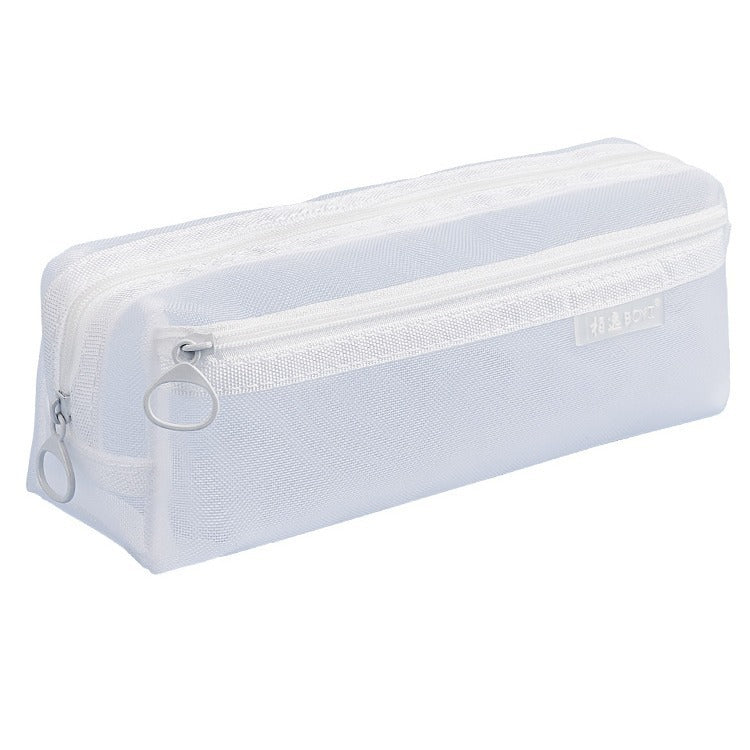 Mesh Large-Capacity Pencil Case, Transparent Double-Layer Student Exam Zipper Stationery Storage Bag, Three-Layer Stationery Bag