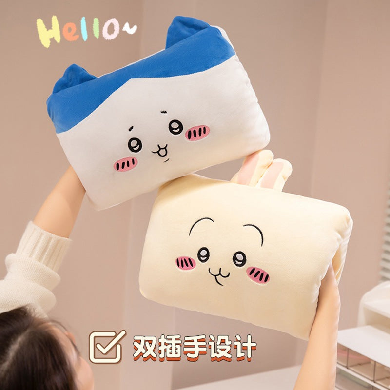 Cartoon winter warm hand pillow can be inserted cute plush toy doll pillow learn girls warm hand doll