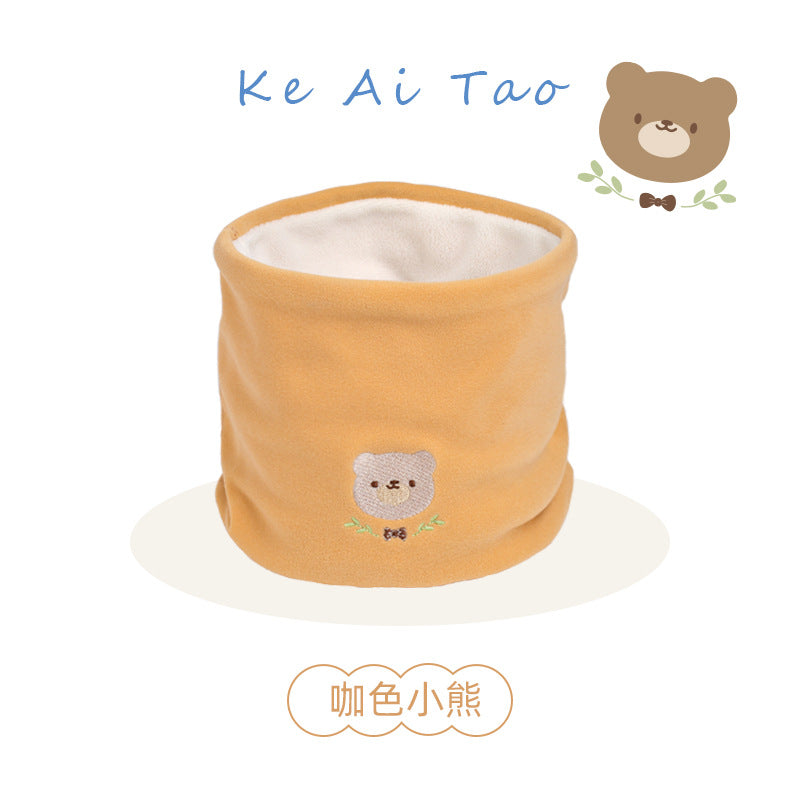 Cute Taobao baby collar autumn and winter fleece-lined thickened children's scarf outdoor windproof scarf pullover de Velvet cartoon