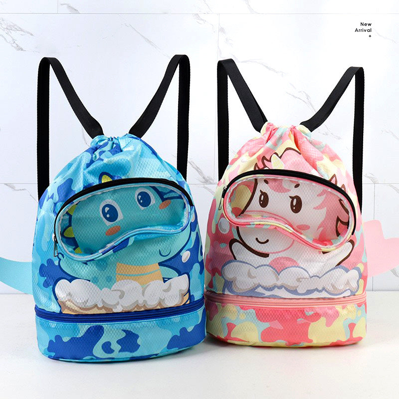 Children's Swimming Storage Bag Dry and Wet Separate Waterproof Wash Storage Bag Student Children's Cute Beach Backpack