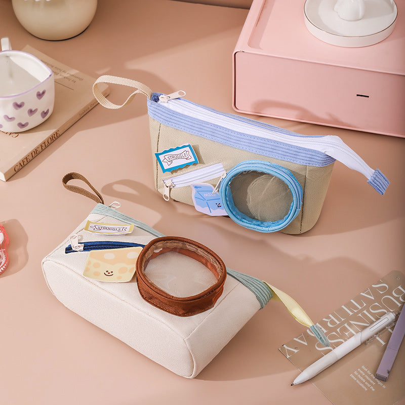 Cute Food Pain Bag Pencil Case Ins Style Book Junior High School Student Stationery High-Looking Large-Capacity Pencil Case Pencil Case