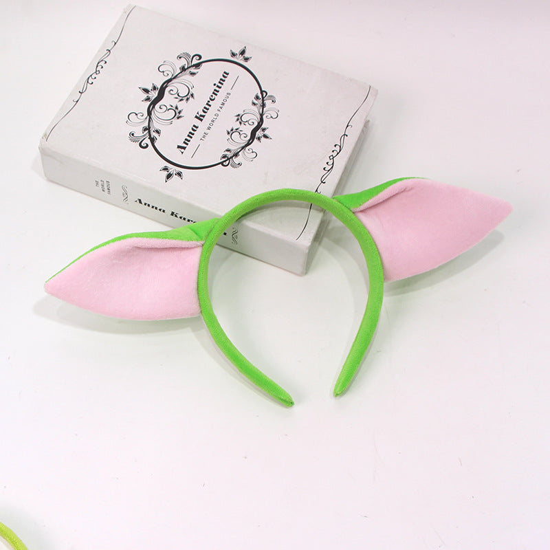 Cute Baby Yoda Ear Headband Children's Performance Dress up Green Headband Holiday Party Cos Headwear Cross-Border