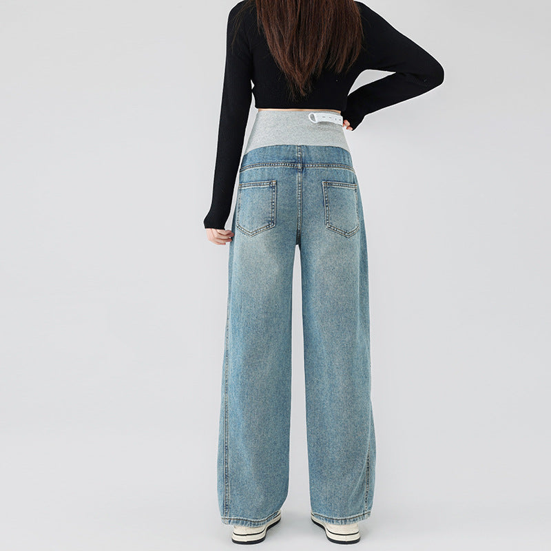 Pregnant Women's Jeans Spring Outer Wear 2025 New Abdomen-supporting Pregnant Women's Spring Wear Scimitar Pants Pregnant Straight Pants