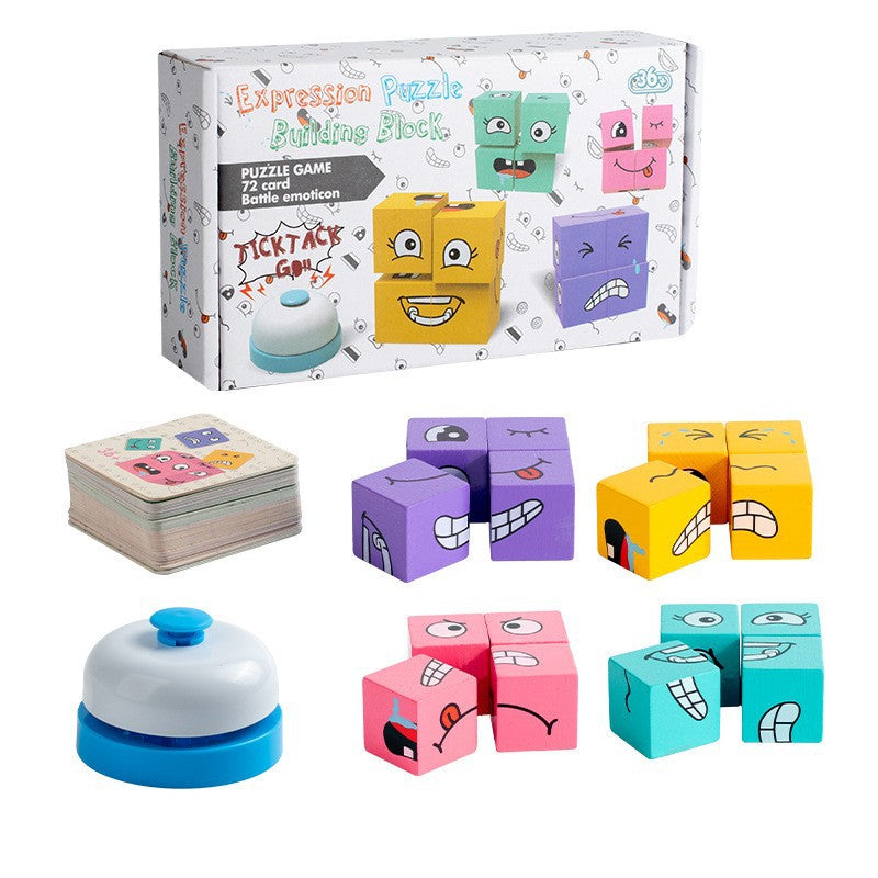 Tiktok-Style Face-Changing Magic Cube Smiley Face Fun Expression Building Block Puzzle Children's Toy Logical Thinking Educational