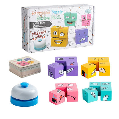 Tiktok-Style Face-Changing Magic Cube Smiley Face Fun Expression Building Block Puzzle Children's Toy Logical Thinking Educational